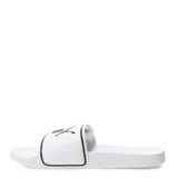 Sandalias Puma Leadcat 2.0 V de diseño ergonómico, color blanco con detalles en negro. Presentan una banda superior ajustable con cierre de velcro y el logo de la marca estampado en contraste.