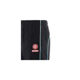 Pantalón jogging negro con cordón ajustable en la cintura, costuras frontales en relieve y parche con logo de Casablanca en la pierna izquierda.
