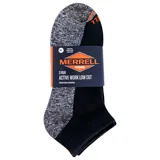 Medias tobilleras combinadas en color negro y gris melange, con detalles en naranja en la puntera.