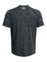 Remera deportiva Under Armour Tech™ para hombre, color negro jaspeado, de corte suelto y tejido ligero y transpirable. Cuenta con logo de la marca en el pecho.