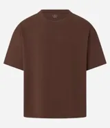 Remera de algodón con cuello redondo y mangas cortas, de corte overboxy holgado y diseño liso.