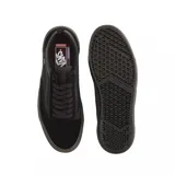 Championes Vans modelo Skate Old Skool con tecnología Wafflecup, color negro con detalles en marrón oscuro. Presentan una combinación de materiales en la capellada, incluyendo gamuza y tela técnica, con la clásica banda lateral de la marca y suela de goma reforzada.