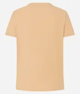 Blusa de algodón de manga corta y cuello en V, de diseño liso en color tostado.