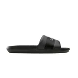 Ojotas Lacoste Croco Slide color azul marino con banda blanca y logo de la marca.