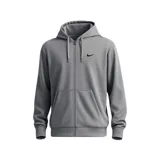Campera Nike Hyverse con cierre frontal completo, capucha con cordones ajustables, bolsillos tipo canguro y logo de la marca bordado en el pecho.