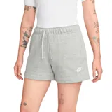 Short deportivo Nike de mujer, color gris melange, de tiro medio, con cintura elástica ajustable con cordón y logo bordado en la pierna.