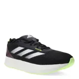 Championes de running Adidas Duramo SL, color negro con detalles en blanco y verde lima. Presentan una parte superior de malla transpirable, entresuela con tecnología de amortiguación LIGHTMOTION y suela de goma ADIWEAR para mayor durabilidad.