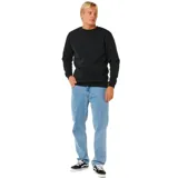 Buzo de cuello redondo Rip Curl, modelo Classic Surf Crew, de color negro con diseño liso y puños acanalados.