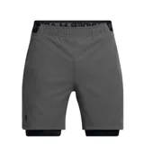 Short deportivo Under Armour Vanish Woven 2en1 para hombre, color gris con calza interior negra.