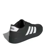 Championes urbanos Adidas modelo Breaknet 3.0, color negro con las tres bandas laterales en blanco. Presentan un diseño inspirado en el tenis con capellada sintética y suela de goma.