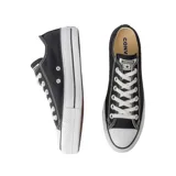 Championes Converse Chuck Taylor All Star Lift OX de lona negra con plataforma blanca y cordones blancos.