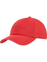 Gorra de béisbol roja de algodón con efecto lavado, logo de Tommy Jeans bordado en el frente y hebilla ajustable en la parte trasera.