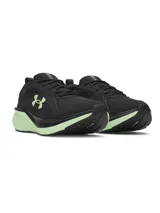 Championes Under Armour Assert 11 de running, color negro con detalles en verde menta en la mediasuela y en el logo lateral. Confeccionados con parte superior de malla transpirable y revestimientos sintéticos.