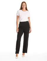 Pantalón de vestir Dictionary de tiro alto, confeccionado en tejido elastizado con diseño de nervadura central que recorre toda la pierna. Presenta pretina ancha con trabas para cinturón, bolsillos laterales funcionales y bolsillos traseros simulados tipo ojal, con corte de pierna recta y silueta estructurada.
