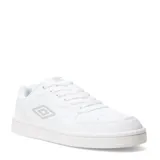 Championes urbanos Umbro modelo Milo, de color blanco con diseño clásico de corte bajo. Presentan el logo de la marca en el lateral y en la lengüeta, con perforaciones en la puntera para mayor ventilación y suela de goma al tono.
