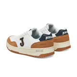 Championes urbanos Joma C.Attica Men 2533, color blanco con detalles en marrón y azul. Confeccionados en cuero sintético, con tecnología VTS para ventilación y suela de caucho Durability.