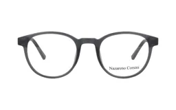Armazón de lentes Nazareno Corsini modelo 0145/50, color gris mate, con diseño redondo y clásico.