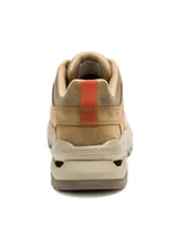 Calzado de trekking Caterpillar modelo Surge Hiker Lo, color marrón, fabricado en nubuck encerado y malla de nailon. Cuenta con suela exterior de goma duradera, tecnología SRX para resistencia al deslizamiento y entresuela de EVA con amortiguación.