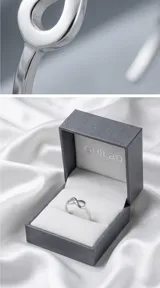 Anillo de plata 925 con diseño de símbolo de infinito, con estructura abierta en la parte inferior.