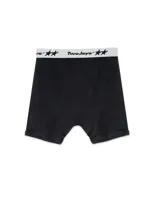 Pack de dos boxers TwoJeys con cintura elástica personalizada con el logo de la marca. Diseño en colores blanco, negro y azul.