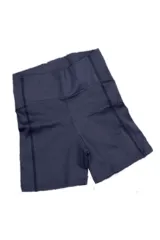 Calza biker azul marino de cintura ancha, ideal para entrenamiento ligero.