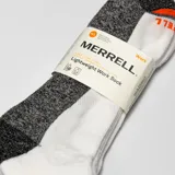 Medias cortas de color blanco con talón y puntera en gris melange y detalles en naranja.