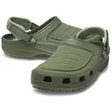 Zuecos Crocs modelo Classic Clog Yukon Vista II para hombre, color gris oscuro, con parte superior de piel sintética y correa ajustable en el talón.