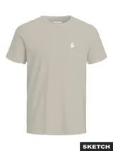 Remera Jack & Jones de manga corta y cuello redondo en color beige, con calce regular y pequeño logo estampado en el pecho.