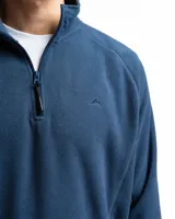 Buzo de polar con cuello alto y cierre frontal parcial, de manga larga y diseño clásico.