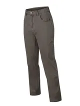Pantalón chino RKF modelo Five de corte recto y tiro medio, color marrón, con diseño de cinco bolsillos y cierre frontal con botón y cremallera.