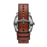 Reloj Fossil Neutra para hombre, con caja de acero color gris plomo de 42mm y correa de cuero marrón de 22mm. Esfera gris texturizada con efecto sunray, cristal mineral y movimiento de cuarzo de tres agujas con fecha. Resistente al agua hasta 5 ATM.