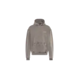 Hoodie Represent de color gris con efecto acid wash, capucha ajustable, bolsillo estilo canguro en la parte delantera y detalle de logo bordado en el pecho.