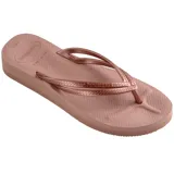 Sandalias tipo ojota Havaianas color negro, con diseño de plataforma y tiras finas con textura grabada.