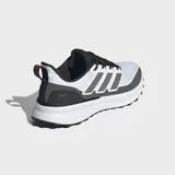 Championes de running Adidas Ultrarun 5 TR, color blanco con detalles en gris y negro, exterior de malla impermeable y mediasuela Bounce.