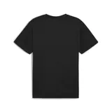 Remera deportiva Puma color negro melange con cuello redondo y el logo de la marca estampado en blanco en el pecho.