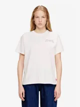 Remera Diesel modelo T-Normy-S17 de calce holgado, color blanco, con cuello redondo, mangas cortas y detalle de logo bordado en el pecho.
