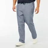 Pantalón chino de corte regular, color azul, confeccionado en mezcla de lino.