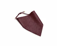 Bandana de gamuza color bordó con tiras ajustables y apliques metálicos dorados en los extremos.
