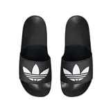 Sandalias tipo ojotas Adidas color negro con el logo del trébol en blanco en la banda superior.