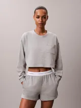 Shorts de estar por casa Calvin Klein confeccionados en punto de algodón, con cintura elástica con logo de la marca y bolsillos laterales.