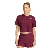 Remera deportiva Adidas de manga corta, color bordó, con cuello redondo y el logo de la marca bordado en blanco en el pecho.