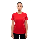 Remera deportiva Diadora de manga corta, color rojo, con cuello redondo y logo de la marca estampado en el pecho.