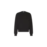 Buzo de felpa Stone Island de color negro, con cuello redondo, mangas largas y el clásico parche con el logotipo de la marca en la manga izquierda.