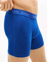 Pack de tres boxers brief Tommy Hilfiger confeccionados en algodón y elastano, con cintura elástica con logo de la marca. Incluye una unidad en azul marino, una en azul eléctrico y una en negro.