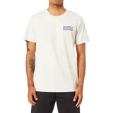 Remera de manga corta color blanco hueso con cuello redondo y estampado pequeño en el pecho con el logo de la marca Katin y la leyenda 'Customs' en azul.