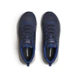 Championes de senderismo Merrell modelo Speed Strike 2, con diseño deportivo en tonos azul y negro. Presentan una parte superior de malla transpirable con refuerzos sintéticos, entresuela de espuma EVA para mayor estabilidad y suela de goma con tracción adherente.