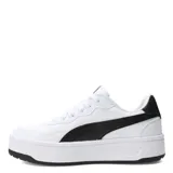 Championes urbanos Puma Court Lally Skye de mujer, color blanco con detalles en negro, con suela de plataforma y logo Puma en el lateral.