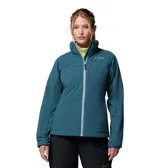 Campera técnica Columbia Titanium con tecnología Omni-Heat y Omni-Shield. Presenta cierre frontal completo, cuello alto con protección para la barbilla, bolsillos laterales y en el pecho con cierre, y puños con ribete elástico.