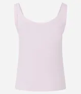 Blusa musculosa de ribana color blanco, con escote en U.