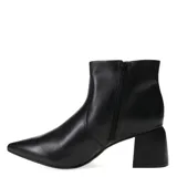 Botas de caña corta con punta fina y taco cuadrado, confeccionadas en cuero con estampado animal print de leopardo.